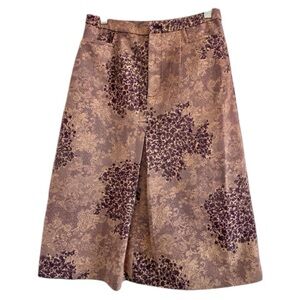 GITTI Women Purple Brown Cream Paisley Pleated Pocketed Midi‎ PencilSkirt-Size 2